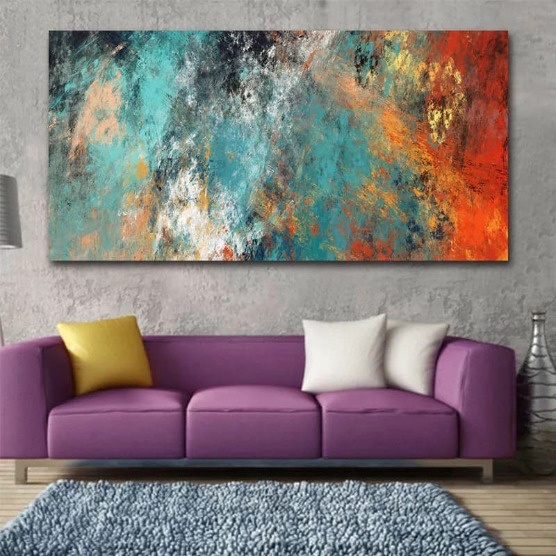 Large Size Wall Pictures For Living Room Home Decor: Abstract Clouds Colorful Canvas Painting Art, No Frame