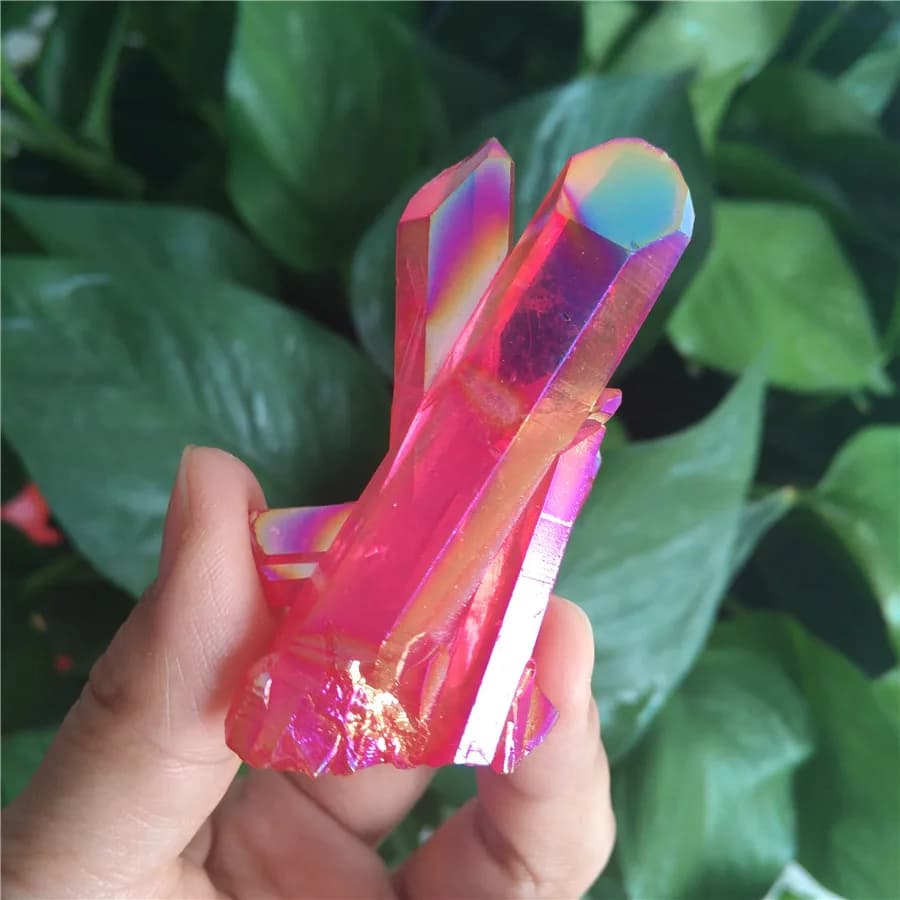 Rainbow Titanium Aura Crystal Cluster – Rainbow Quartz Cluster Crystal for Reiki Healing and Terrariums – Gift, Home Decoration