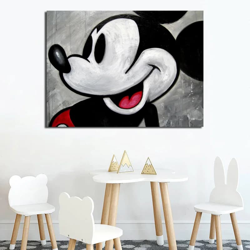 Vintage Mickey Mouse Canvas Art Print - Modern Wall Art Oil Painting for Living Room Home Decor, Salon Pictures, Wallpaper Decor