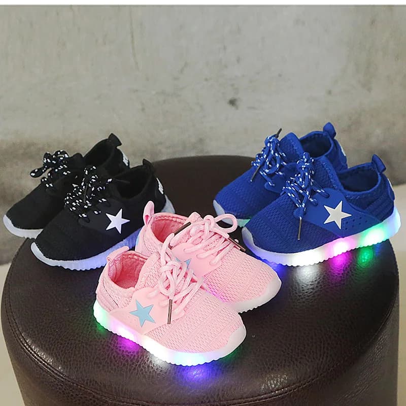 LED Light Shoes for Kids 1-3 Years - Baby Sneakers with Backlight, Pink Girls Shoes - Toddler Breathable Casual Black/Blue Shoes