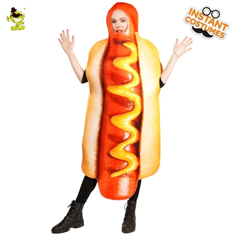 Women's Hot Dog Costume - Adult Halloween Cosplay Party Jumpsuit