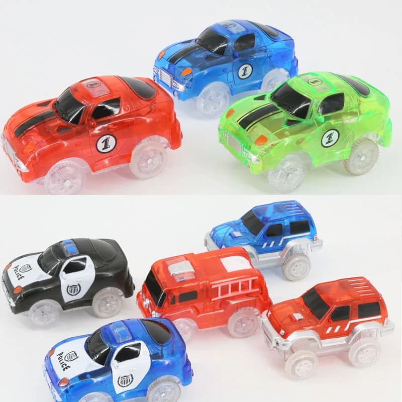 LED Light Up Cars For Tracks - Electronics Car Toys With Flashing Lights - Fancy DIY Toy Cars For Kid Tracks Parts - Car For Children