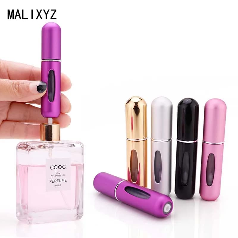 5ml Portable Mini Refillable Perfume Bottle with Spray Pump - Empty Cosmetic Containers for Travel - Spray Atomizer Bottle for Scent