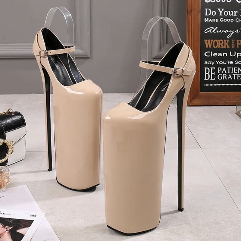 30cm Super High Heel Pointed Stiletto Pumps for Women - Sexy Elastic Heels for Catwalk and Shows