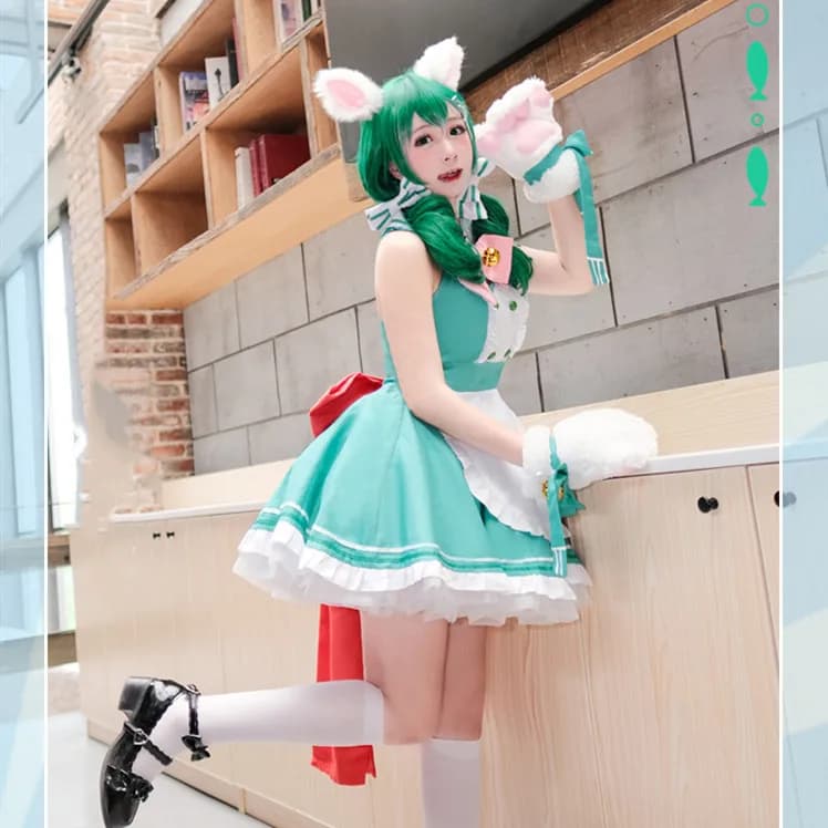 My Hero Academia Deku Maid Cat Costume – Izuku Midoriya Anime Cosplay Dress for Women – Cafe Shop Outfit