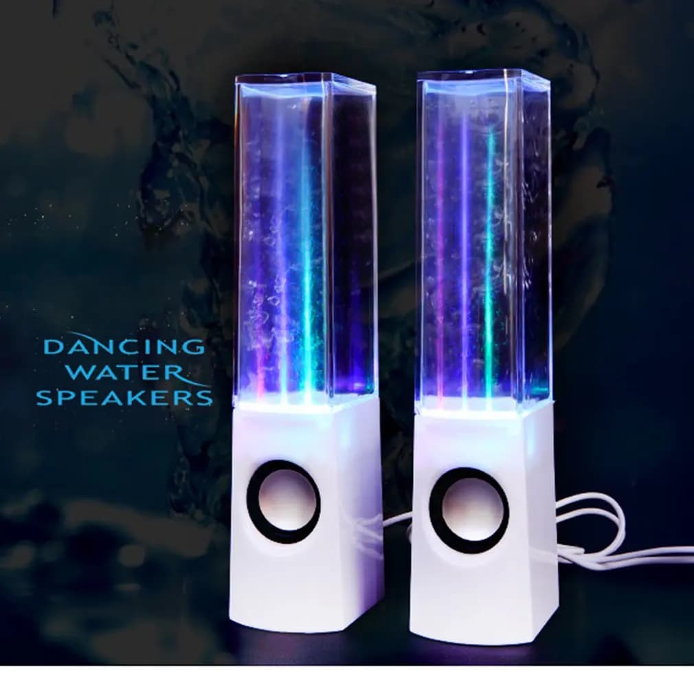 Portable LED Light Dancing Water Speakers - Music Fountain Stereo for PC, Laptop, Phone - Desk Water Dancing Speaker with Light Show