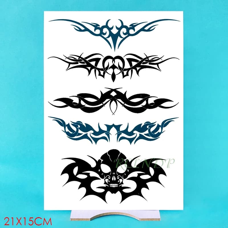 Waterproof Temporary Tattoo Sticker - Symbol Totem Wing Design for Leg, Arm, Back - Flash Tatoo, Fake Tattoos for Girls, Men, Women