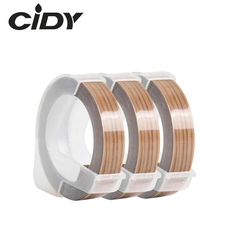 CIDY 3-Pack 9mm x 3m Dymo 3D Plastic Wood Color Embossing Tapes Compatible with DYMO 1011, 1610, 12965, MOTEX E101 Label Makers