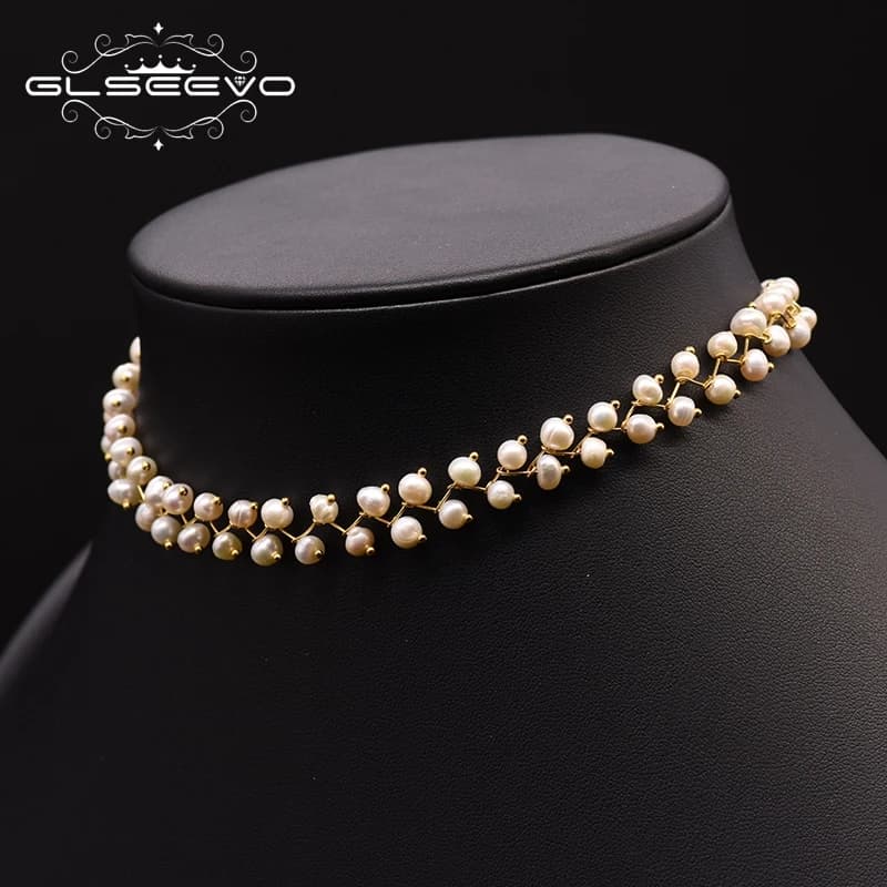 GLSEEVO Handmade Freshwater Pearl Choker Necklace for Women - Fine Jewelry for Weddings and Engagements