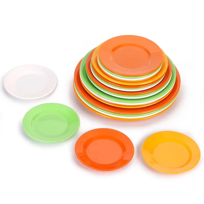 Colorful Plastic Dinner Plates Set | FEIGO Tableware - Fruit Saucer, Snack Dish for Kitchen Supplies