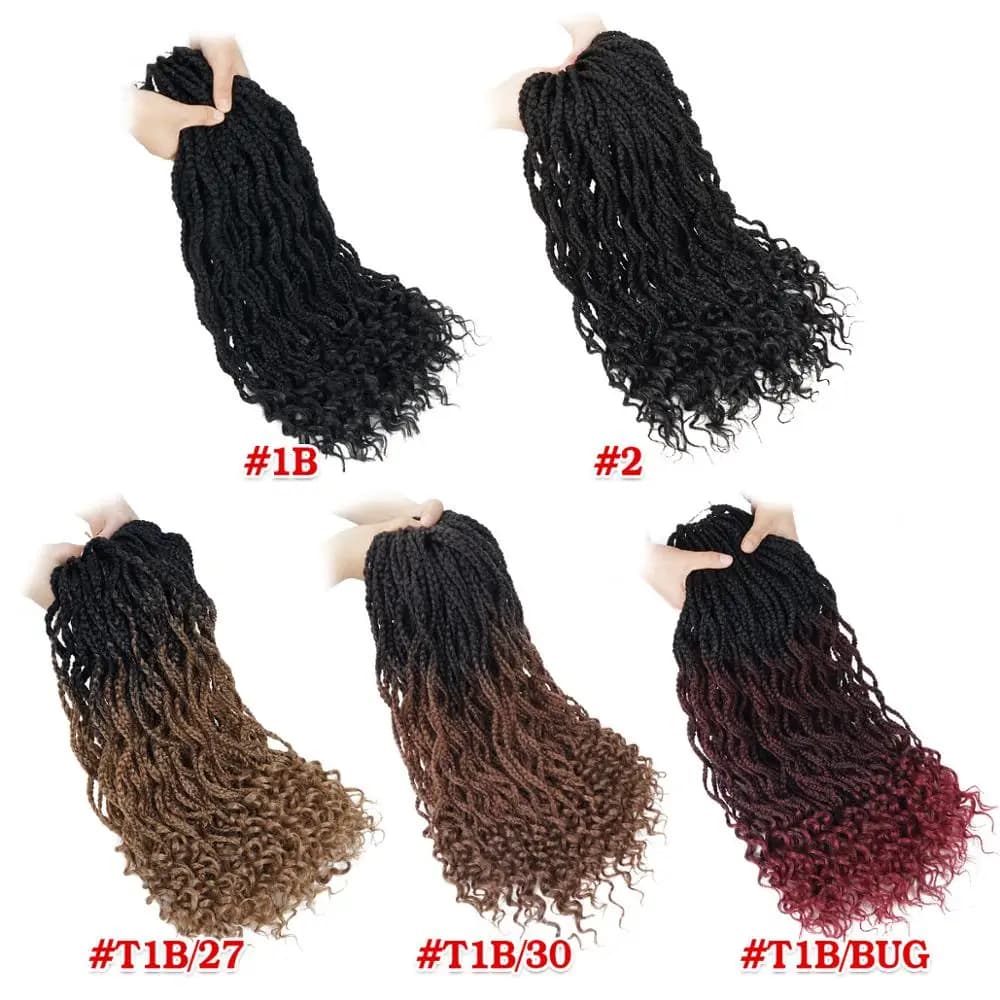 Silky Strands Goddess Box Braids Crochet Hair Extensions - Crochet Braids Synthetic Braiding Hair in Black Colors (Bulk)