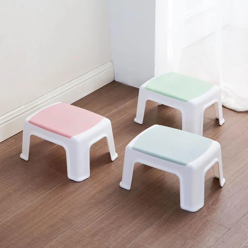 Thicken Plastic Small Stool - Non-slip Bath Bench and Changing Shoes Stool for Kids, Living Room or Household Furniture (1 Piece)