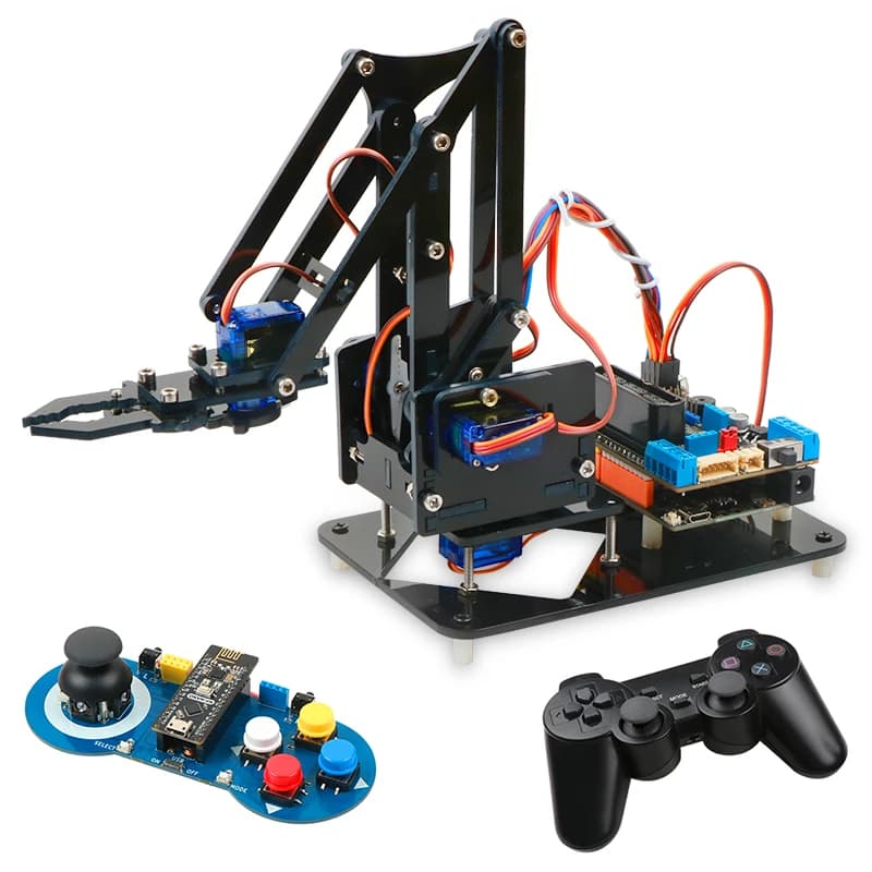 4DOF DIY Robot Arm Kit Educational Robotic Claw Set Mechanical Arm For Arduino R3 PS2/2.4G Wireless Control Scracth Programming