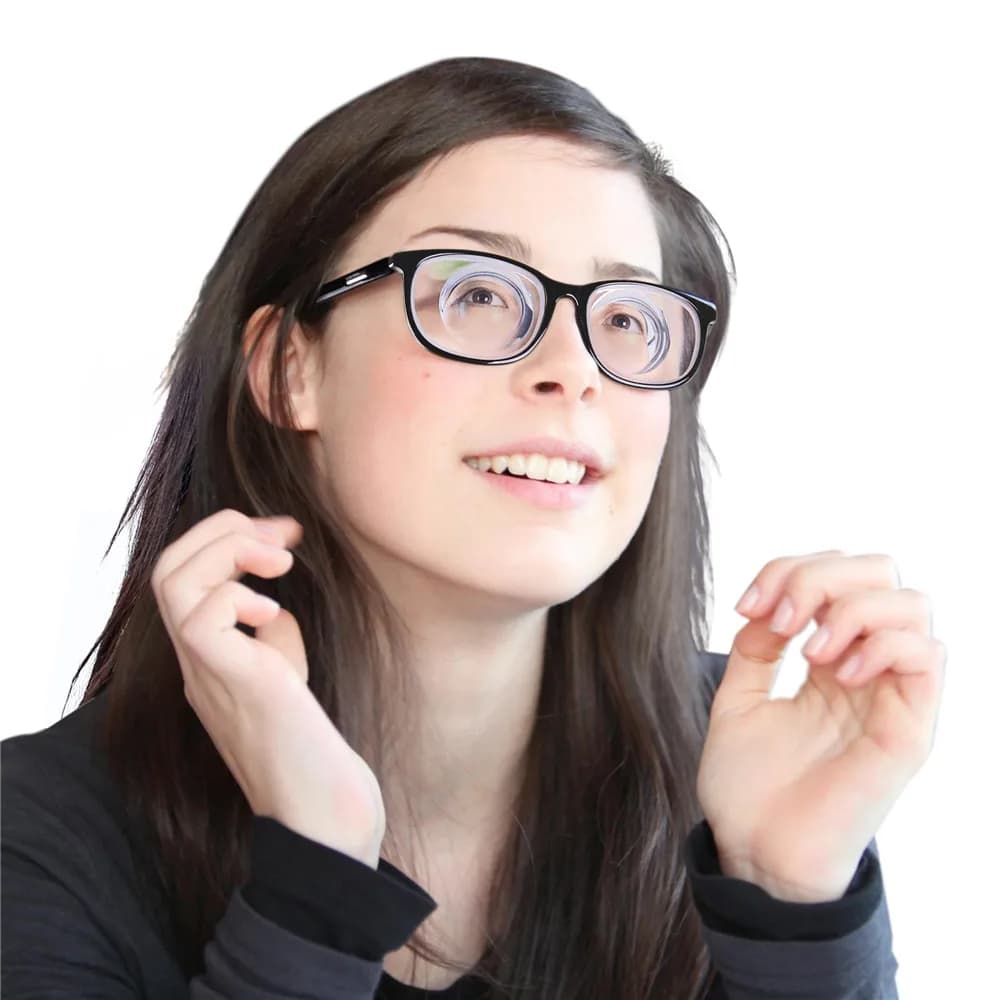 High-Quality Black Frame Cosplay Eyeglasses with Thick Resin Lenses, 1.56 Refractive Index, Minus 20 Diopters for Sexy Girls Meganekko Style