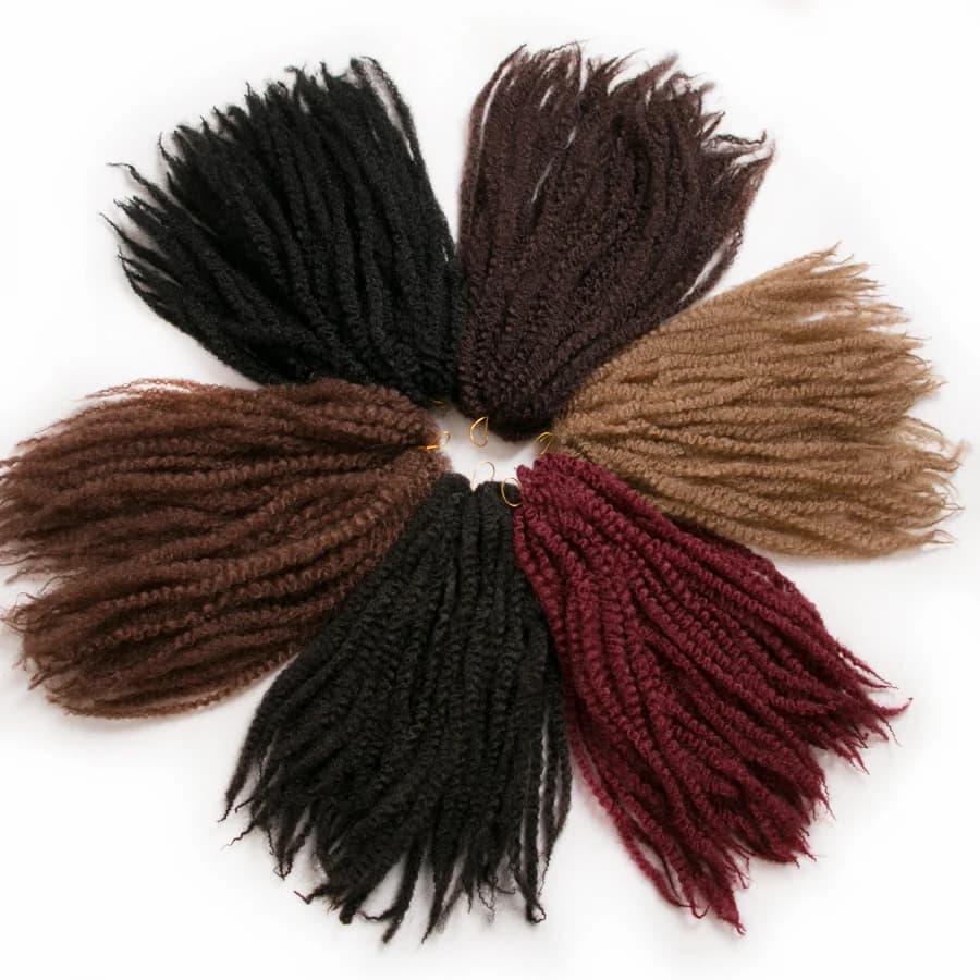 18 Inch Marley Hair Afro Kinky Braiding Hair Synthetic Crochet Braids 30 Strands/pack Black Ombre Brown Hair Extensions - Burgundy
