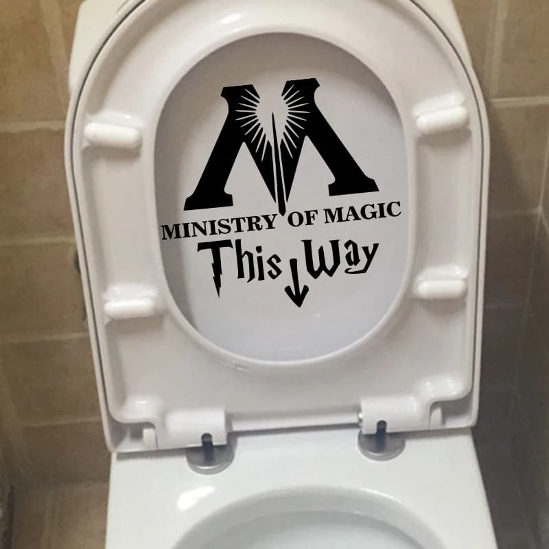 Ministry of Magic Toilet Stickers | Bathroom Home Decor | Funny Harry Potter Parody Toilet Lid Decal | Restroom Art Decorations
