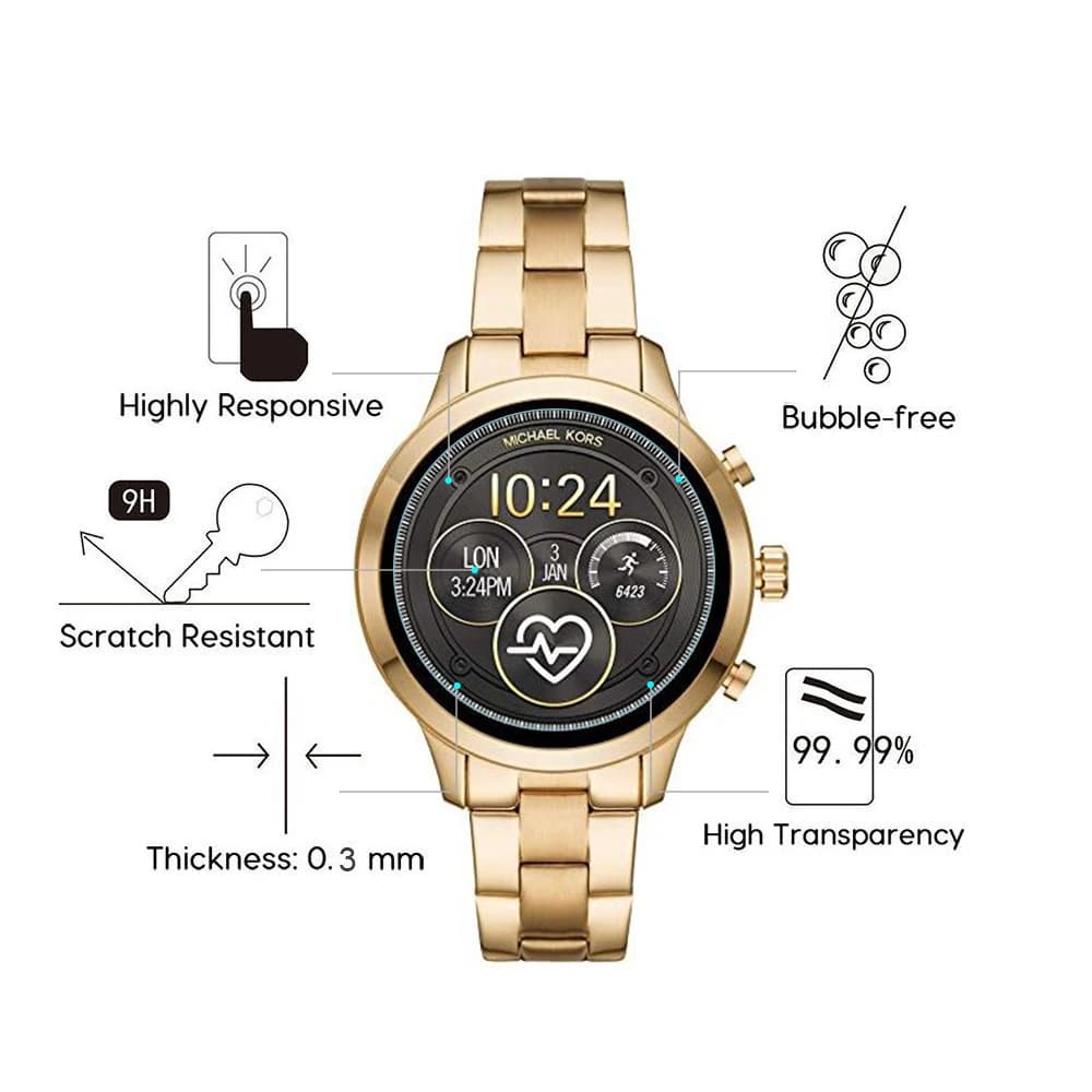 Michael Kors Access Runway Smartwatch Tempered Glass Screen Protector 9H Film | Anti-scratch Guard