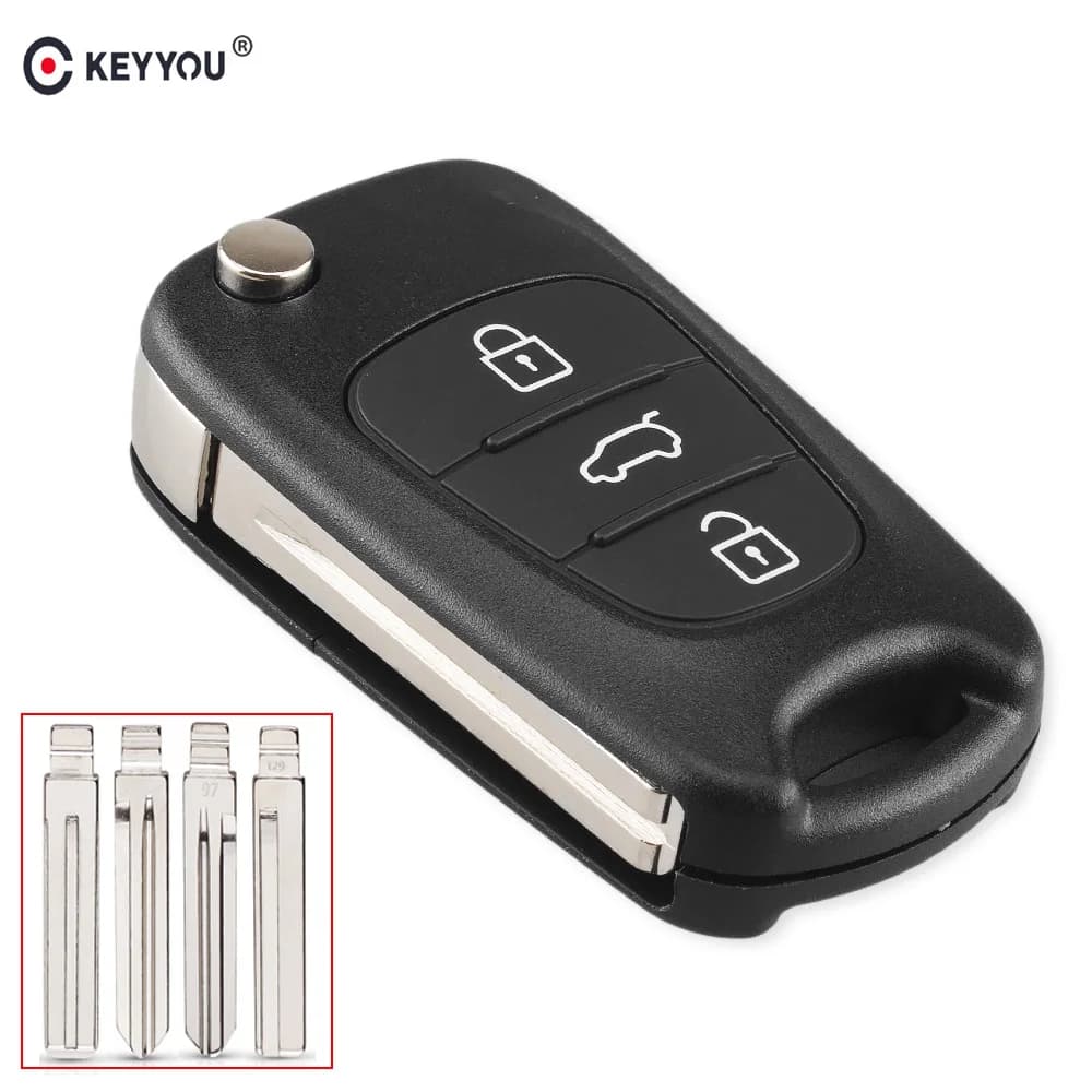 KEYYOU Replacement 3 Button Remote Car Key Shell Flip Folding Key Case for Kia K2 K5 Rio 3 Picanto Ceed Cerato Sportage Hyundai