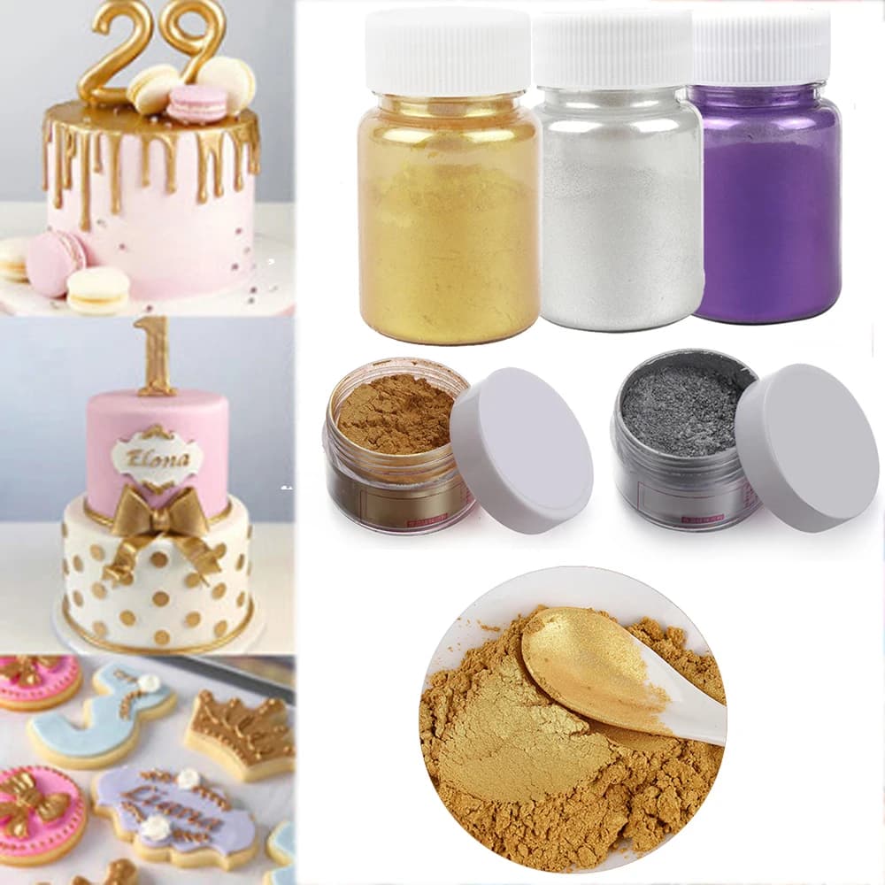 5/15/70g Edible Glitter Cake Decoration Powder Mousse Cake Macaron Chocolate Flash Powder Silver Pearl Powder Baking Color Dust
