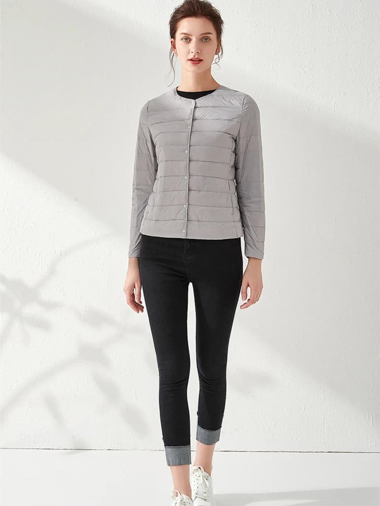 Women's Stylish Matt Fabric Ultra Light Down Jacket - Portable Parka, Casual Duck Down Coat for Warmth - Lightweight and Trendy Outerwear