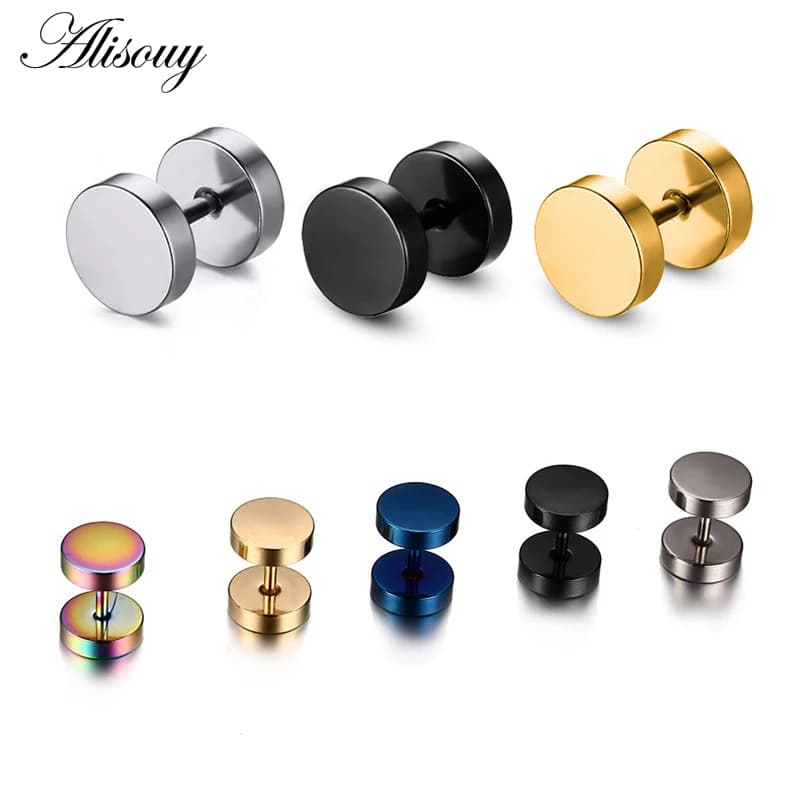 3-16mm Black Surgical Steel Fake Piercing Tunnels | Cheater Ear Plugs Gauge Earring | Falso Plug Stretching | Body Jewelry