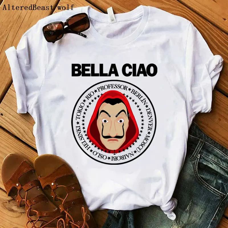 Women's Short Sleeve La Casa De Papel BELLA CIAO T-Shirt - Money Heist The House of Paper Shirt for Summer Fashion