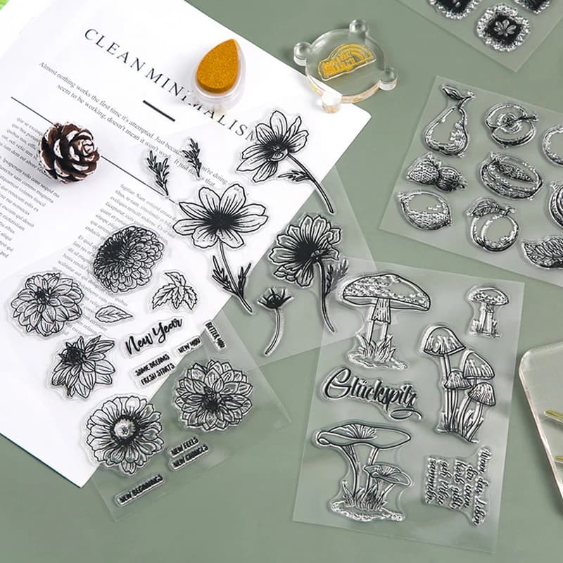 Soft Silicone Clear Stamp with Vintage Plant Vines Design for DIY Scrapbooking, Crafts and Kids Stationery Decoration