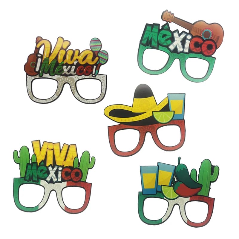 Mexican Cactus Paper Glasses Photo Props - Set of 8 for Summer and Mexico Themed Birthday Party Decor and Favors