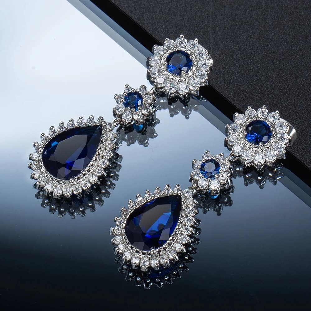 Luxury Royal Blue Zircon Earrings - Perfect Women's Party and Dating Accessories for Christmas Gifts