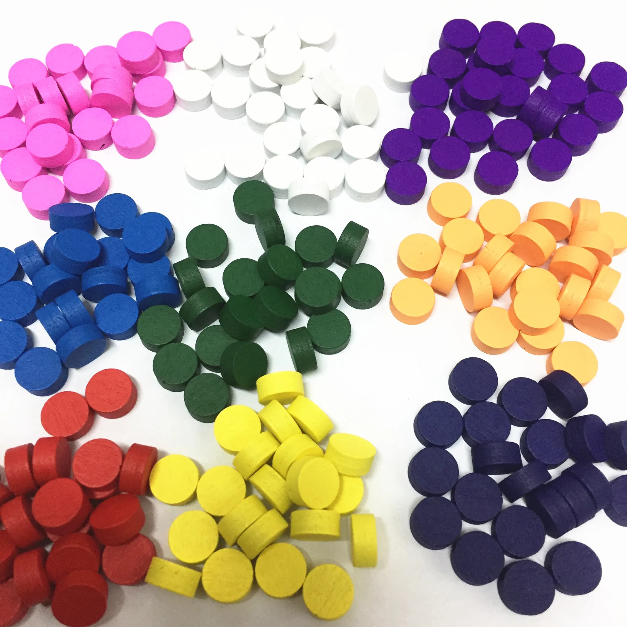 100 Pieces/Lot - 10 Colors Wooden Pawn Game Pieces - Diameter 10*5MM - Colorful Chess/Pawn Accessories for Board Games and Educational Games