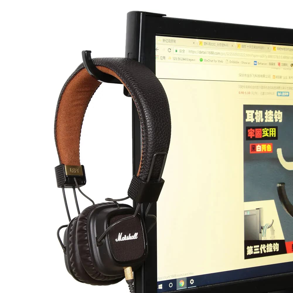 Earphone Holder Headphone Headset Hanger Hook with Tape Sticker - Desk PC Display Monitor Headphone Accessories (1 Piece)