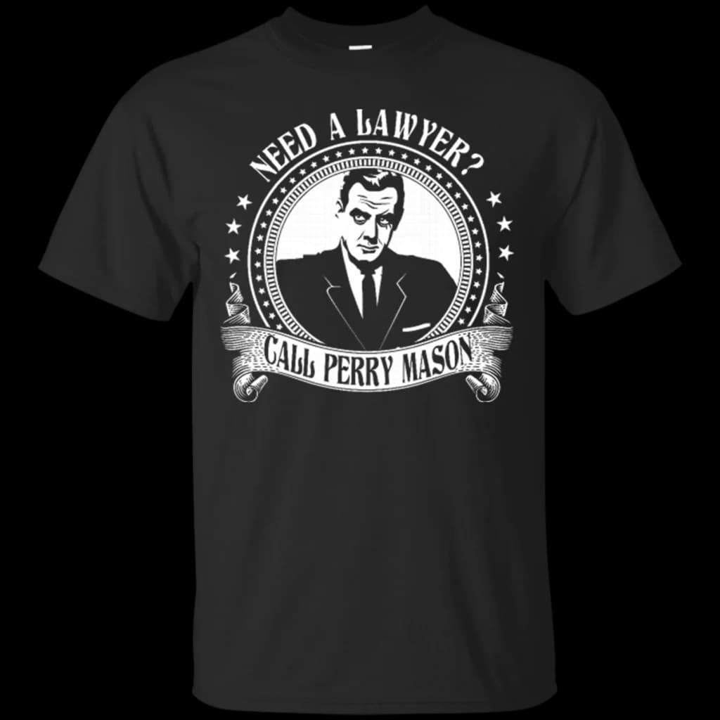 Perry Mason Black Cotton T-Shirt, Short Sleeve Tee, Men's Graphic Top, Classic Style