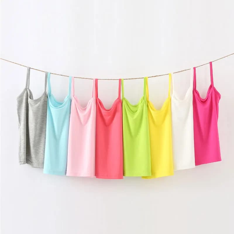 Girls Cotton Vest in Candy Colors - Kids Camisole for Children's Underwear Model - Baby Singlet Tank Top for Girls - Undershirts and Bra Tops for Teenagers