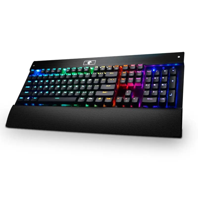 E-Element Z-77 RGB Mechanical Gaming Keyboard with Programmable RGB Backlit, DIY Blue Switches, Wrist Rest, and 104 Keys Anti Ghosting