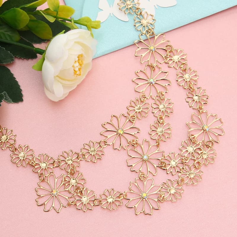 Hesiod Vintage Bohemian Multi-layer Hollowed Flower Necklace for Women