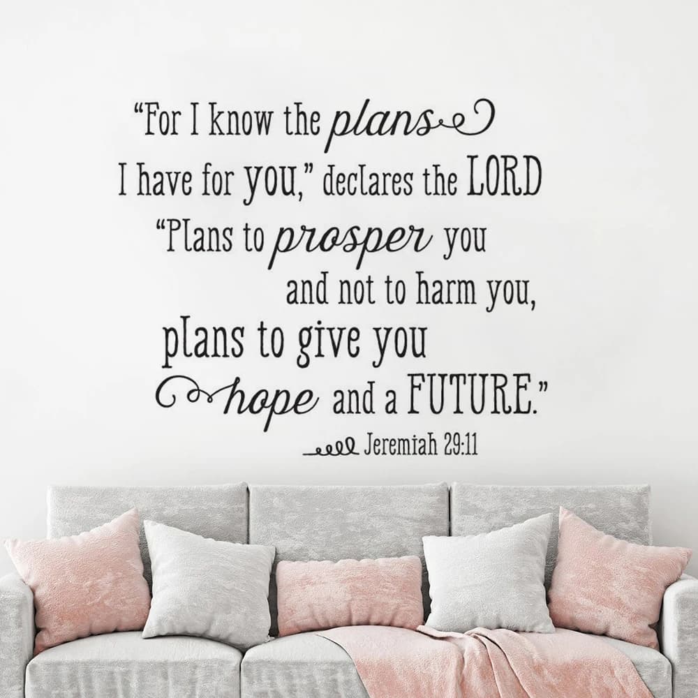 Jeremiah 29:11 Bible Verse Wall Decor Decal - I Know the Plans I Have for You Vinyl Sticker for Home Murals (AY1747)