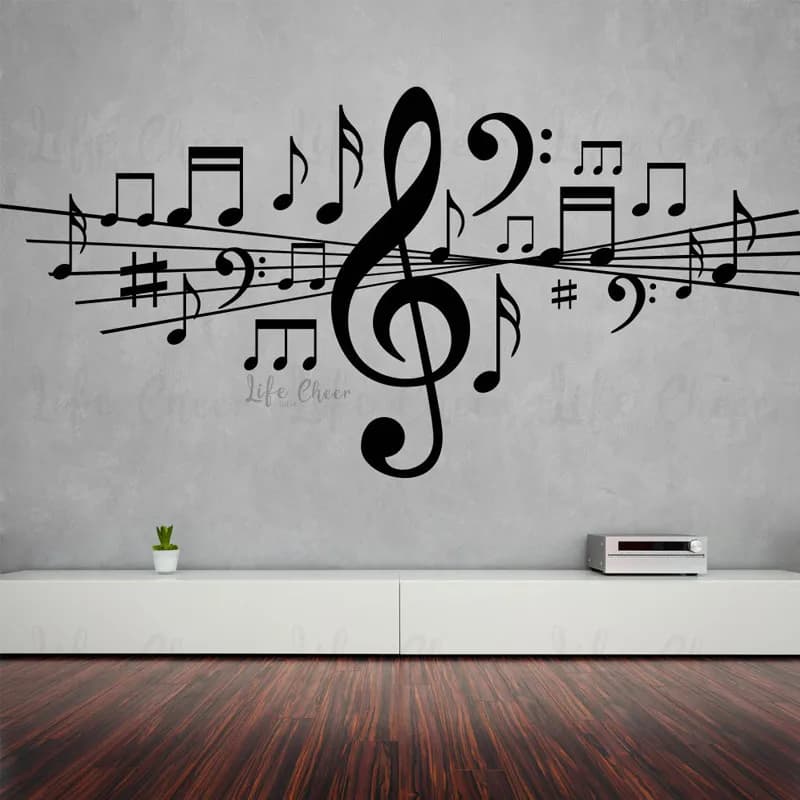 Musical Notes Wall Art Decals - Music Studio Decoration Dancing Music Notes Sticker - Vinyl Removable Posters