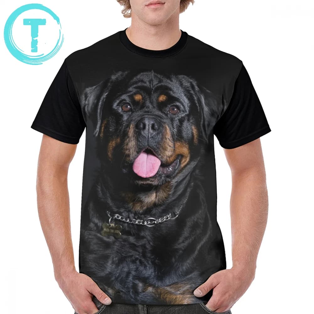 Rottweiler T-Shirt for Men Plus Size Casual Graphic Tee Short Sleeve Polyester Cute Print